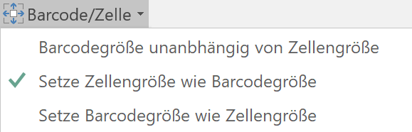 ActiveBarcode: Excel Add-In Barcodes - Zelleinstellungen