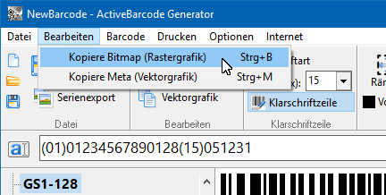 ActiveBarcode: Kopieren und Einfügen von Barcodes in jede Anwendung