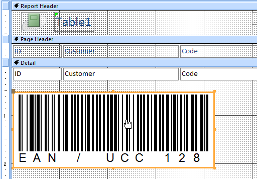 ActiveBarcode: Barcode, Access 2007