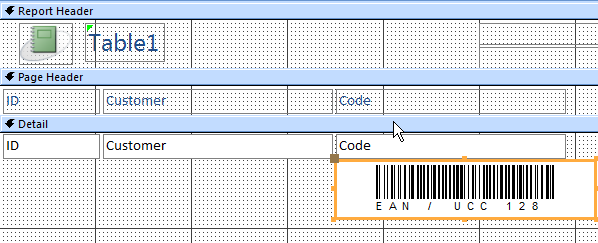 ActiveBarcode: Barcode, Access 2007