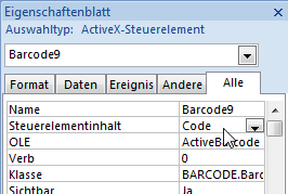 ActiveBarcode: Barcode, Access 2007