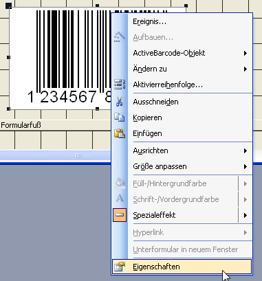 ActiveBarcode: Barcode, Access 2000, XP, 2003