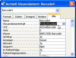 ActiveBarcode: Barcode, Access 2000, XP, 2003