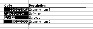 ActiveBarcode: Barcode-Etiketten mit importierten Daten