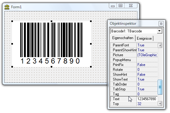 ActiveBarcode: Barcode, Delphi 4-7