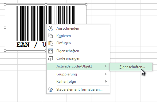 ActiveBarcode: Barcode, Excel