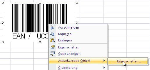 ActiveBarcode: Barcode, Excel 2007