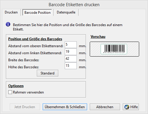 ActiveBarcode: Barcodes auf fortlaufende Etiketten drucken