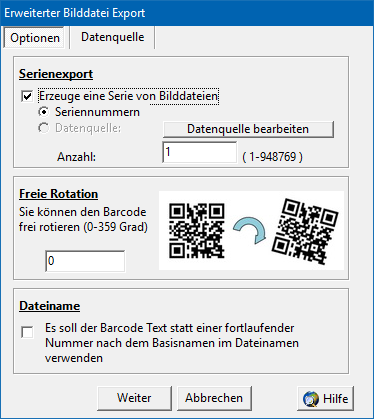 ActiveBarcode: Serien-Export von Barcodes