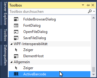 ActiveBarcode: Barcode, Visual Studio