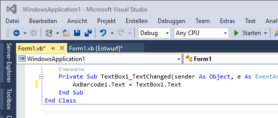 ActiveBarcode: Barcode, Visual Studio