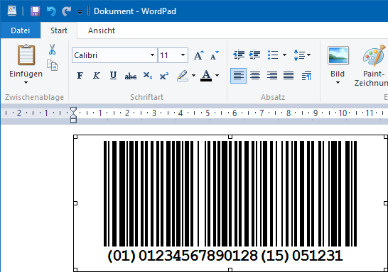 ActiveBarcode: Barcode, WordPad