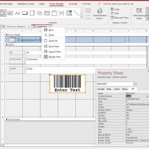 ActiveBarcode: Access Formular<br>Barcode-Objekt