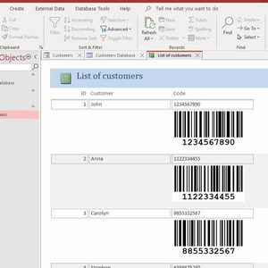 ActiveBarcode: Access Bericht<br>Barcode-Objekt