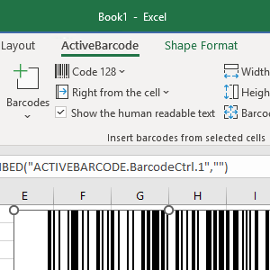 ActiveBarcode: Barcodes in Excel