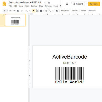 ActiveBarcode: Google Slides